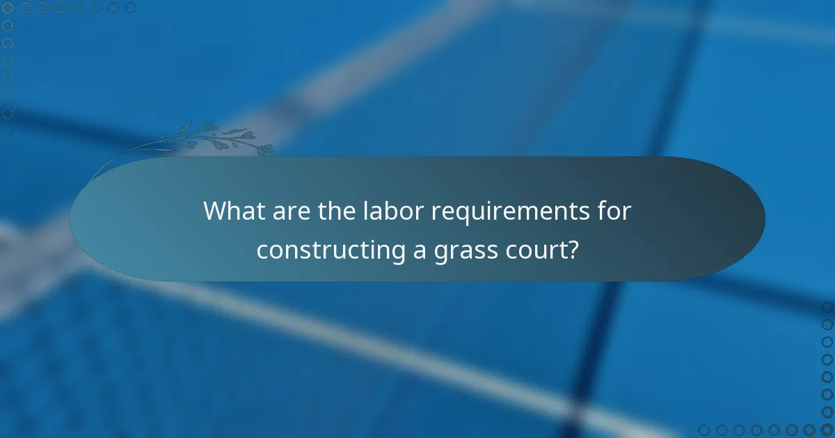 What are the labor requirements for constructing a grass court?