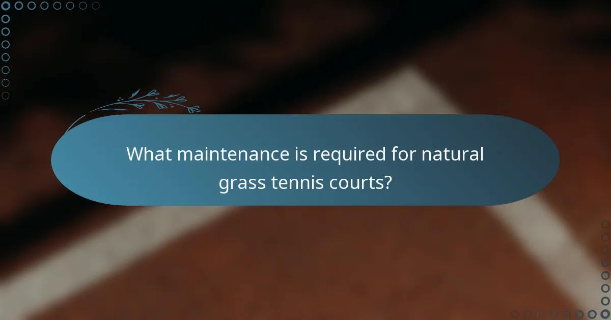 What maintenance is required for natural grass tennis courts?