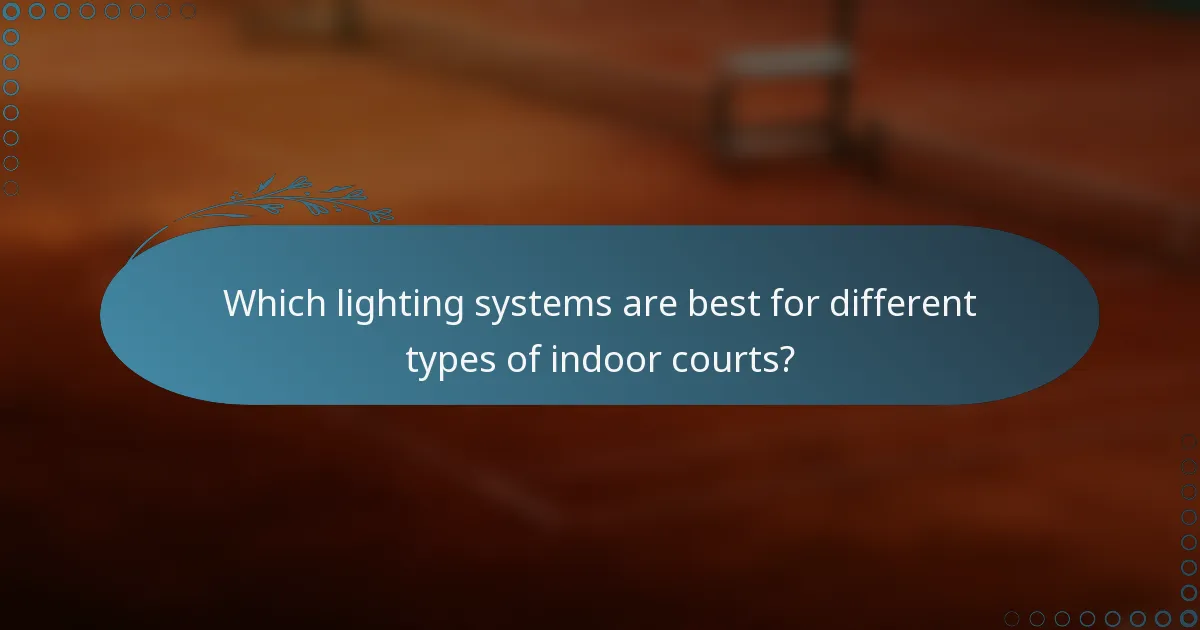 Which lighting systems are best for different types of indoor courts?